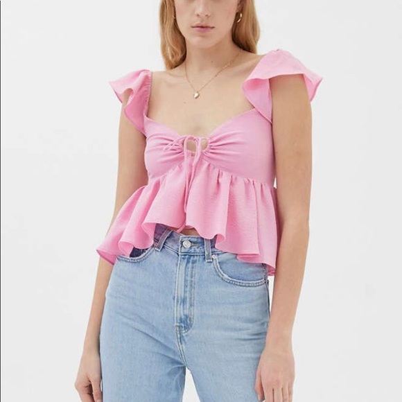 Urban Outfitters Tops - Urban outfitters sierra keyhole babydoll blouse pink (size S) NEW